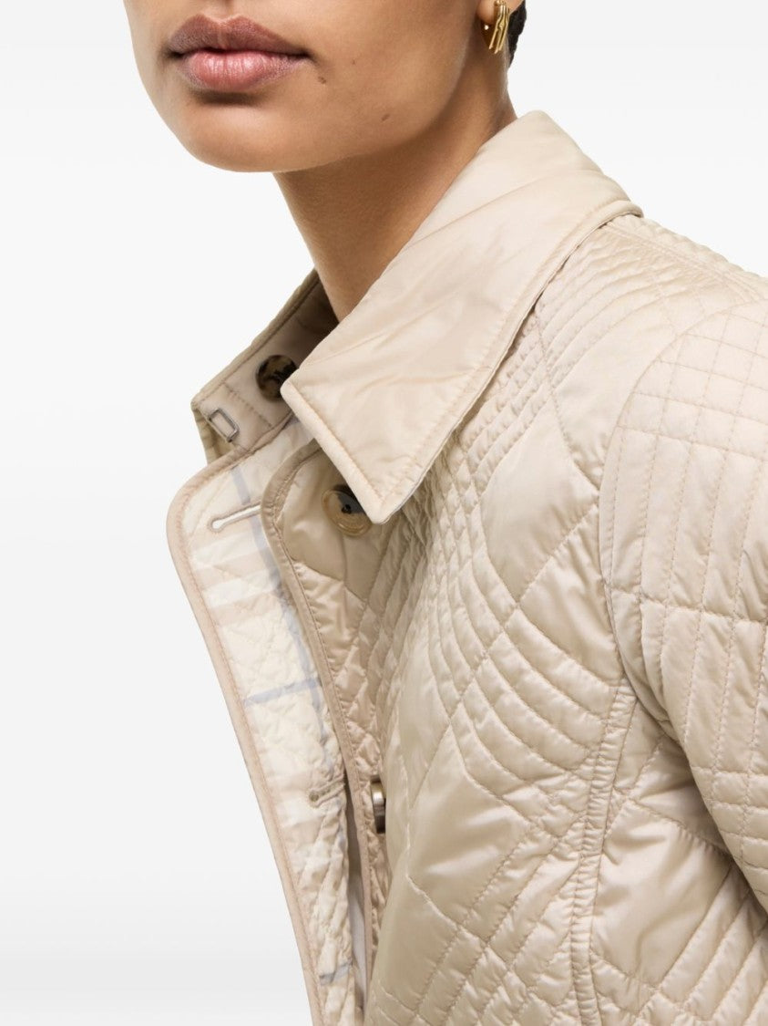 Burberry Quilted Button-Down Tailored Silhouette Jacket