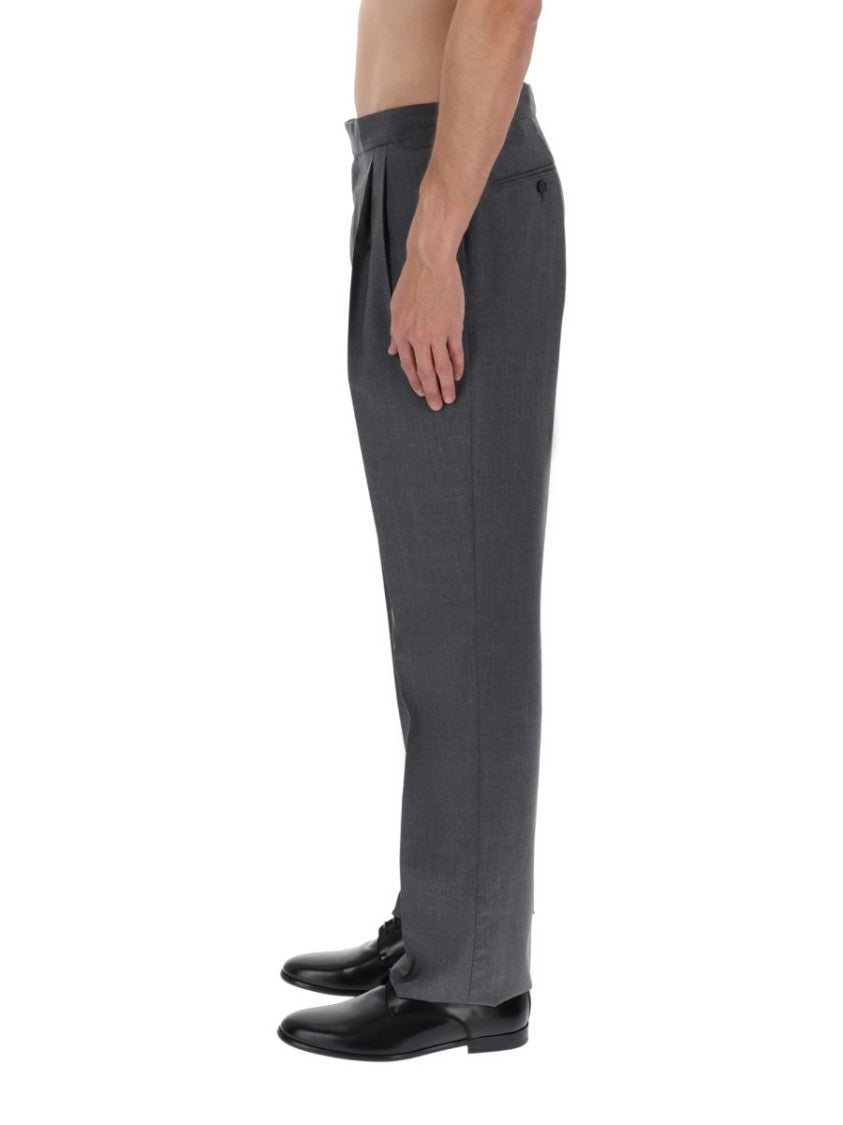 Dolce & Gabbana Neutrals Tailored Straight Leg Pleated Wool Pants
