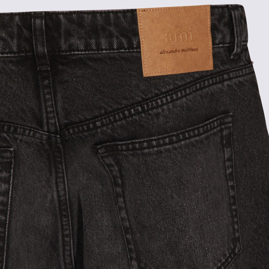 Ami Paris Straight-Leg Jeans With Faded Black Wash And Traditional Five-Pocket Design