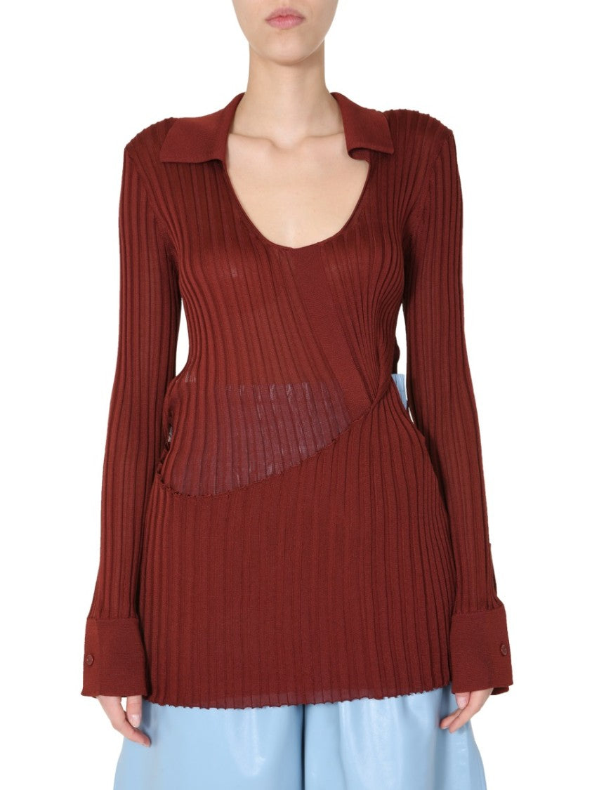 Bottega Veneta Ribbed Knit Sweater With Round Neckline