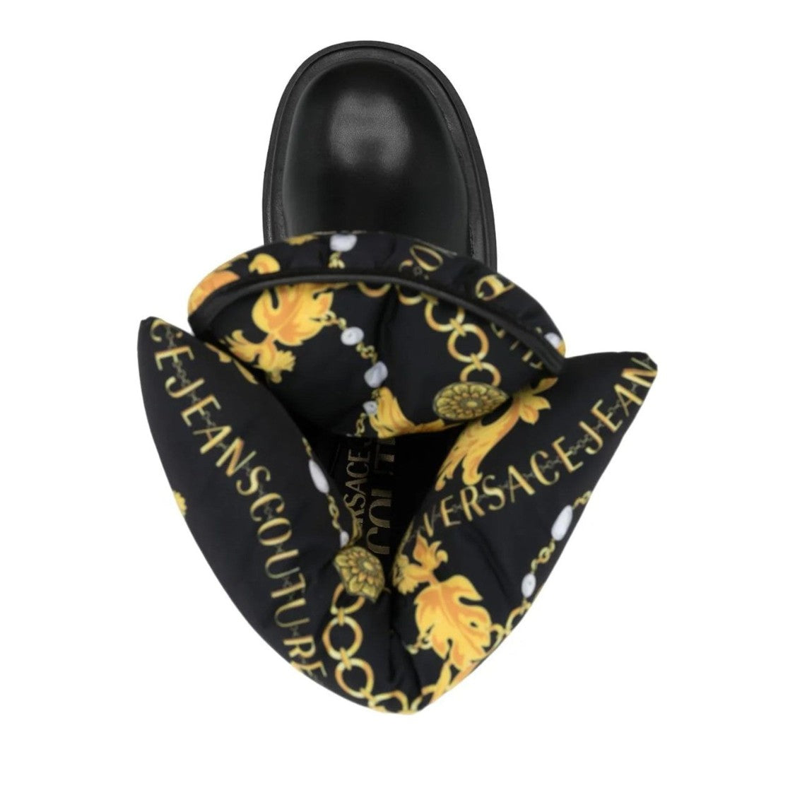 Versace Jeans Couture Black Drew Polyurethane Baroque Boots