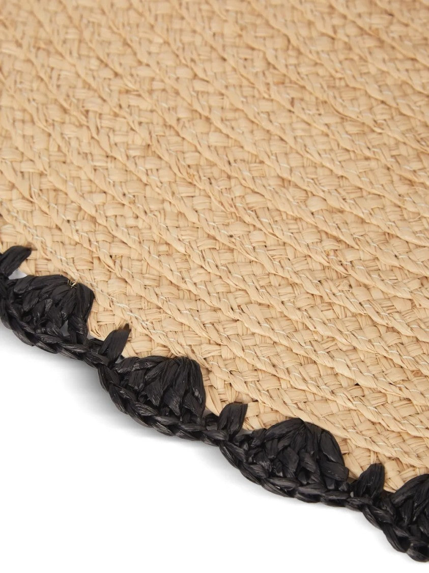 Karl Lagerfeld Wide-Brimmed Natural Straw Hat With Embroidered Signature