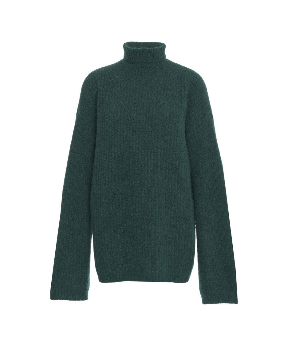Jucca Ribbed Knit Turtleneck Sweater In Soft Green Blend