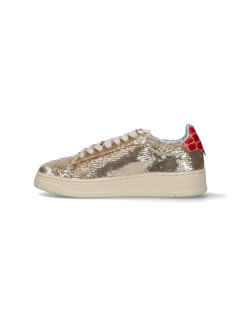 Autry Gold Fabric Low-Top Sneakers With Embossed Accents