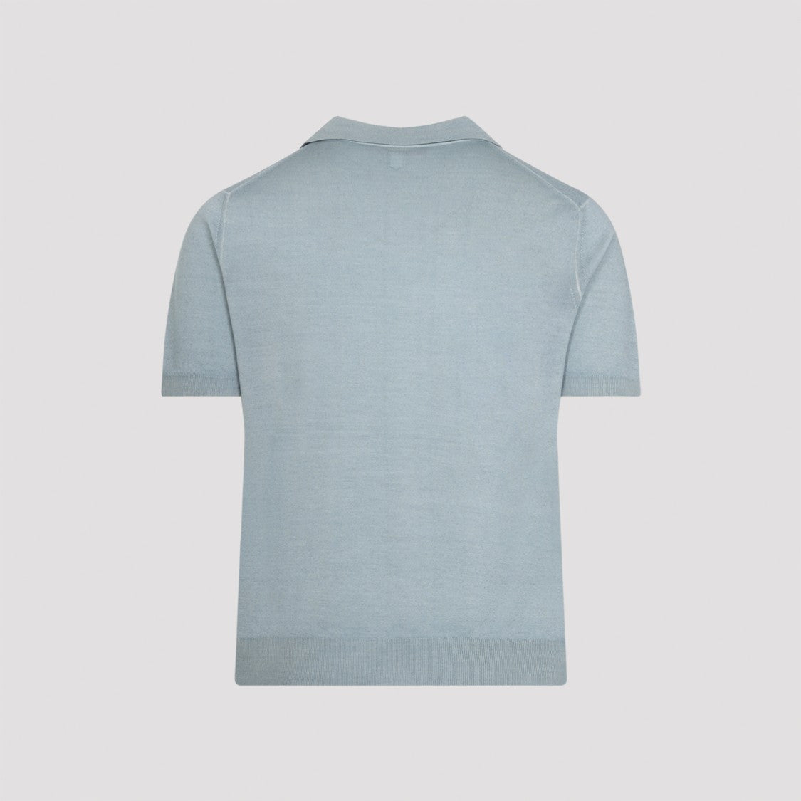 Canali Wool-Silk Blend Polo Shirt With V-Notch Detail