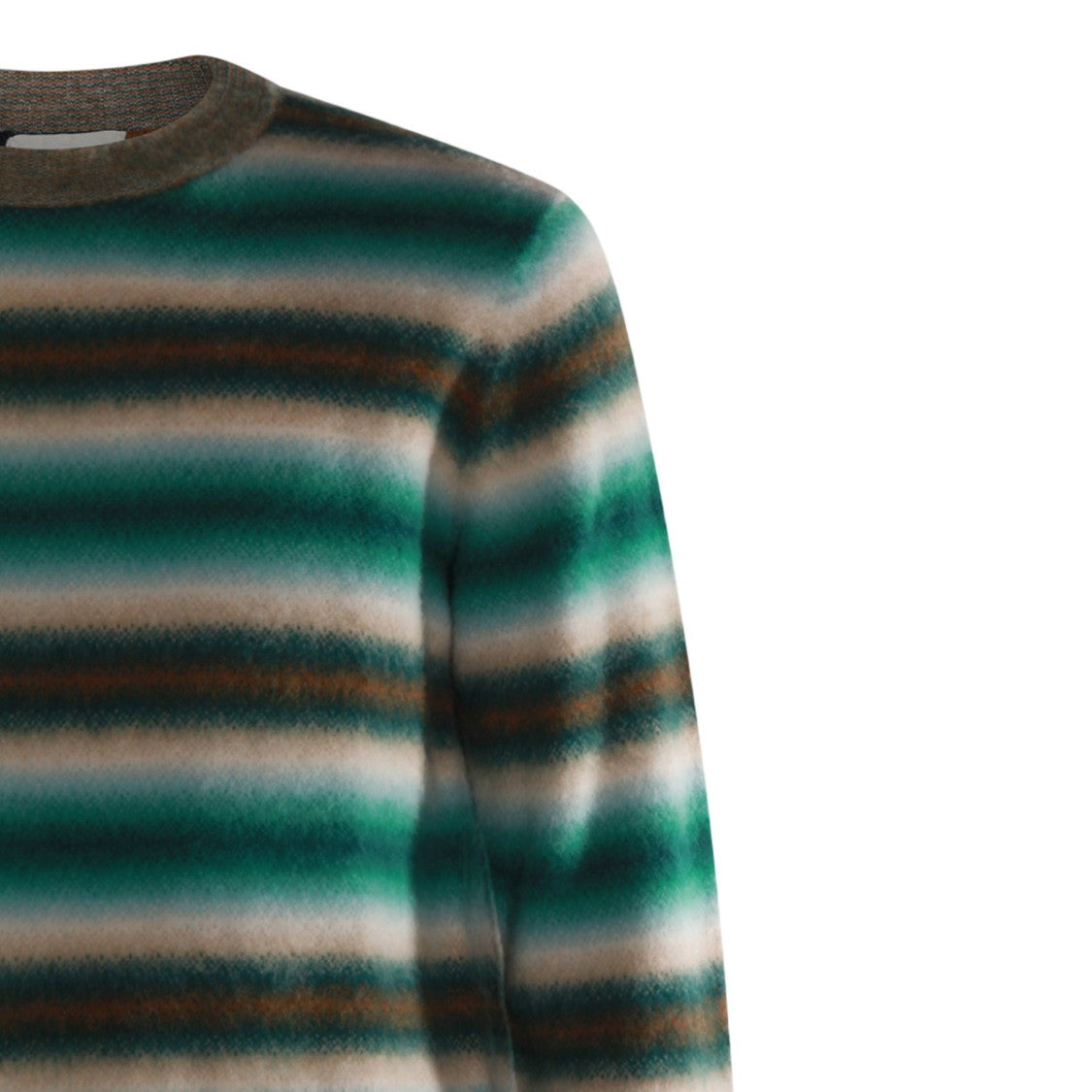 Piacenza Cashmere Fuzzy Textured Knit Sweater With Horizontal Stripes