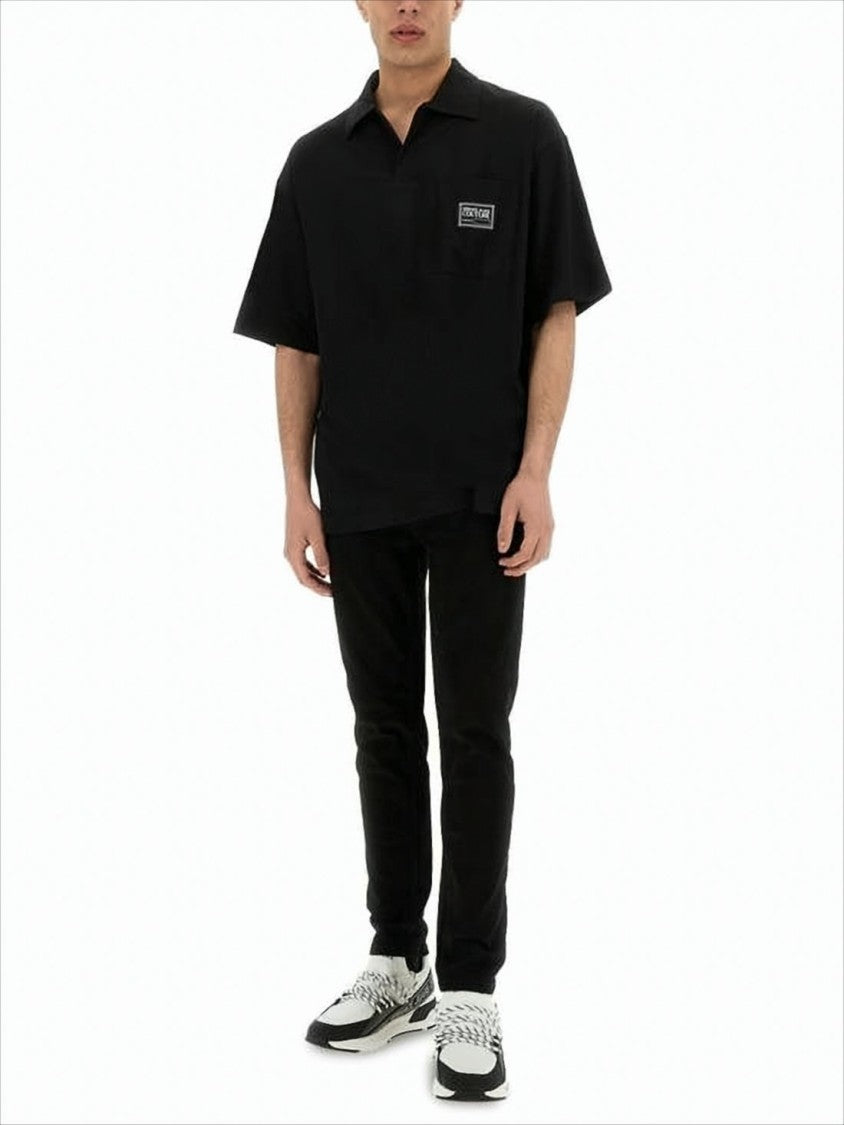 Versace Relaxed-Fit Polo Shirt With Rectangular Patch Logo