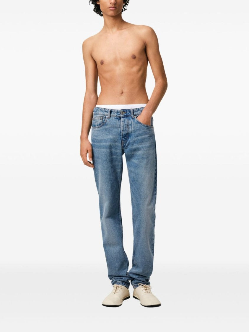 Ami Paris Indigo Blue Whiskering Effect Denim Jeans
