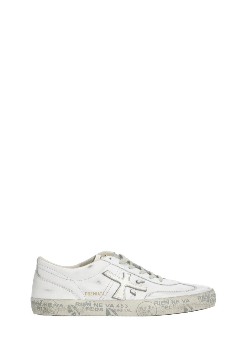 Prmt White David 8091 Lettering Leather Sneakers