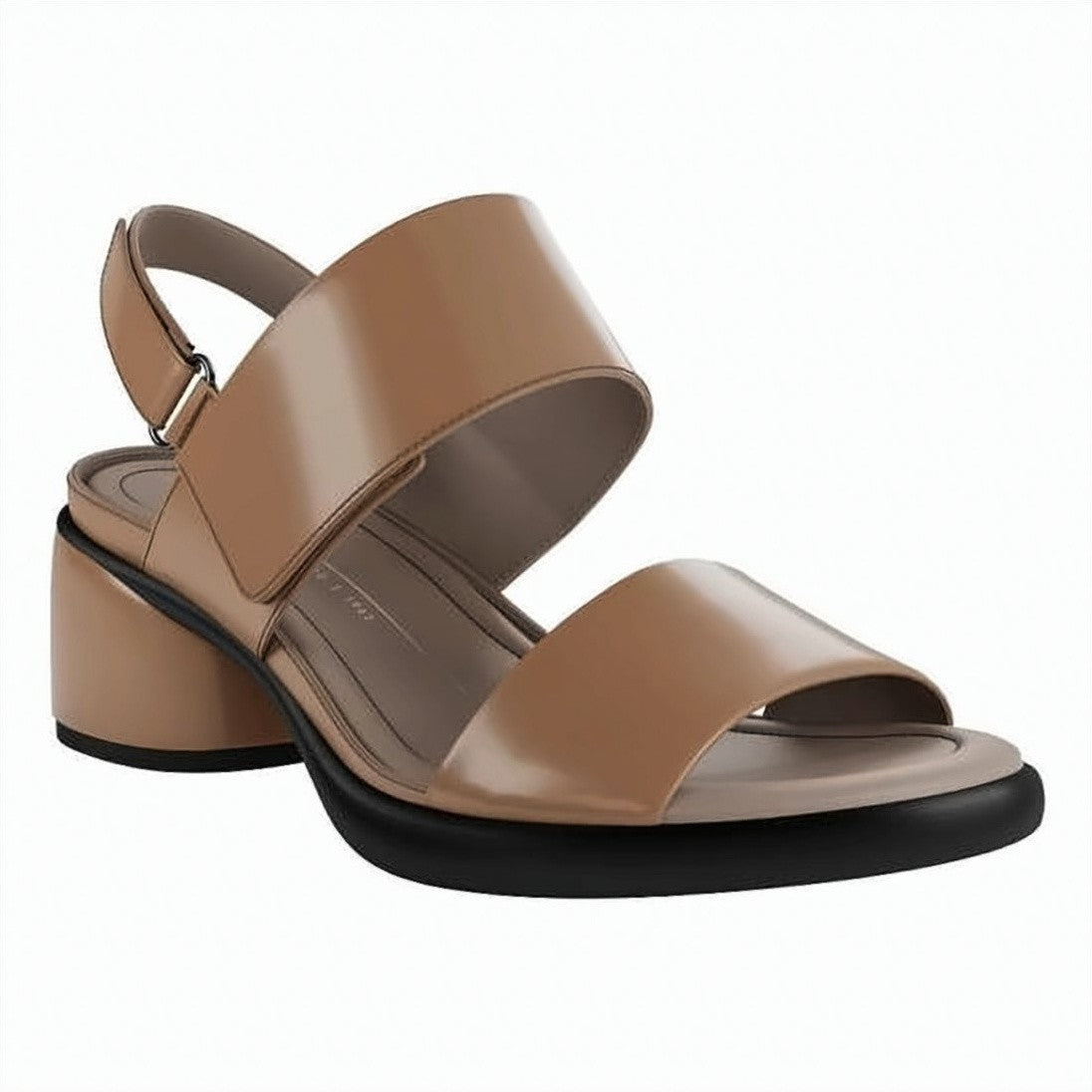 Ecco Smooth Leather Sandals With Adjustable Back Strap