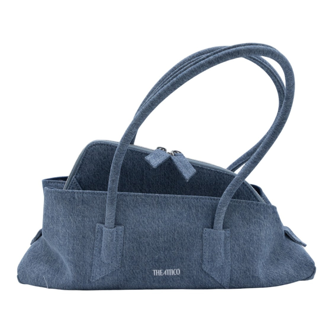 The Attico Structured Denim Zippered Shoulder Bag