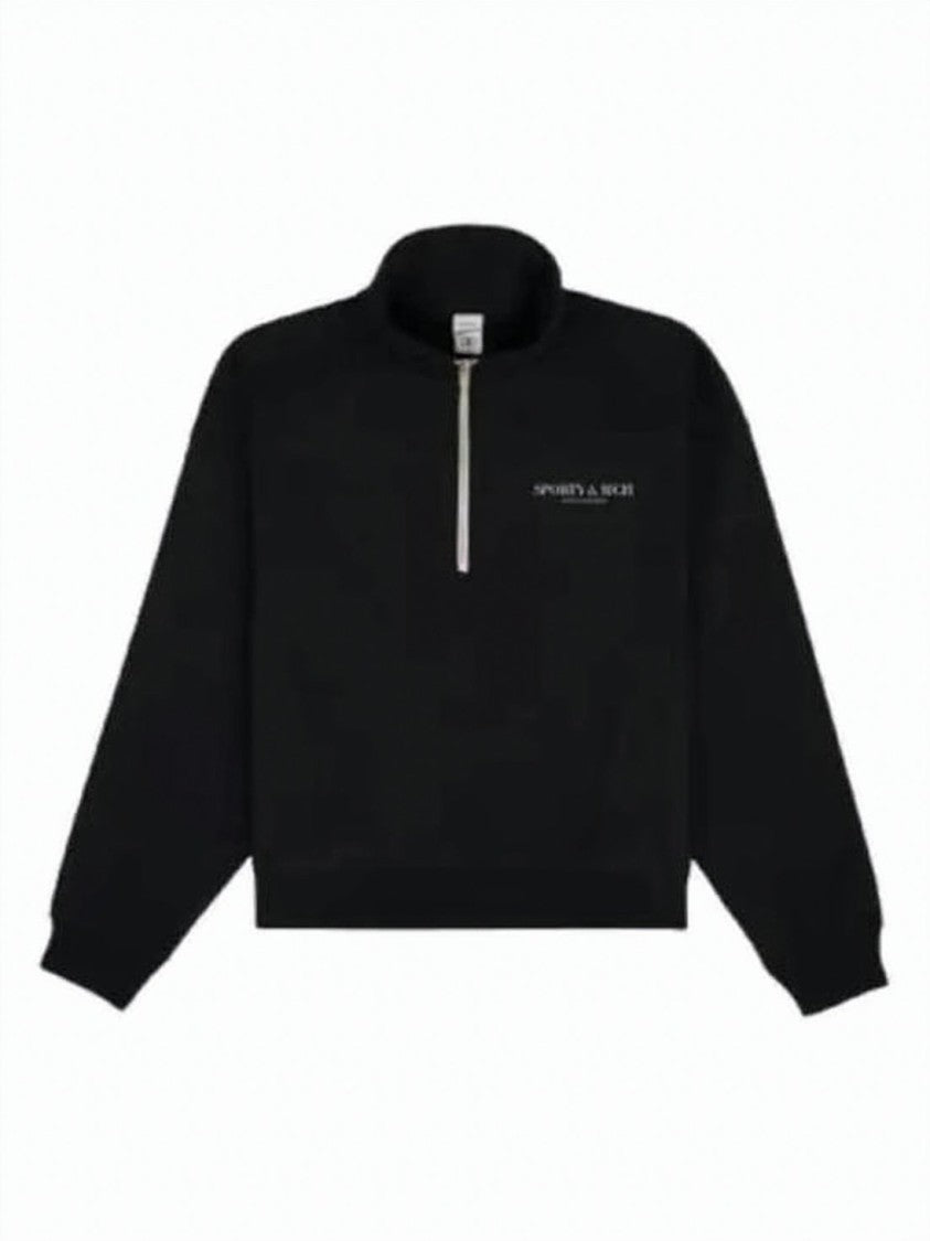 Sporty And Rich Cropped Long-Sleeve Top With High Collar And Front Zipper