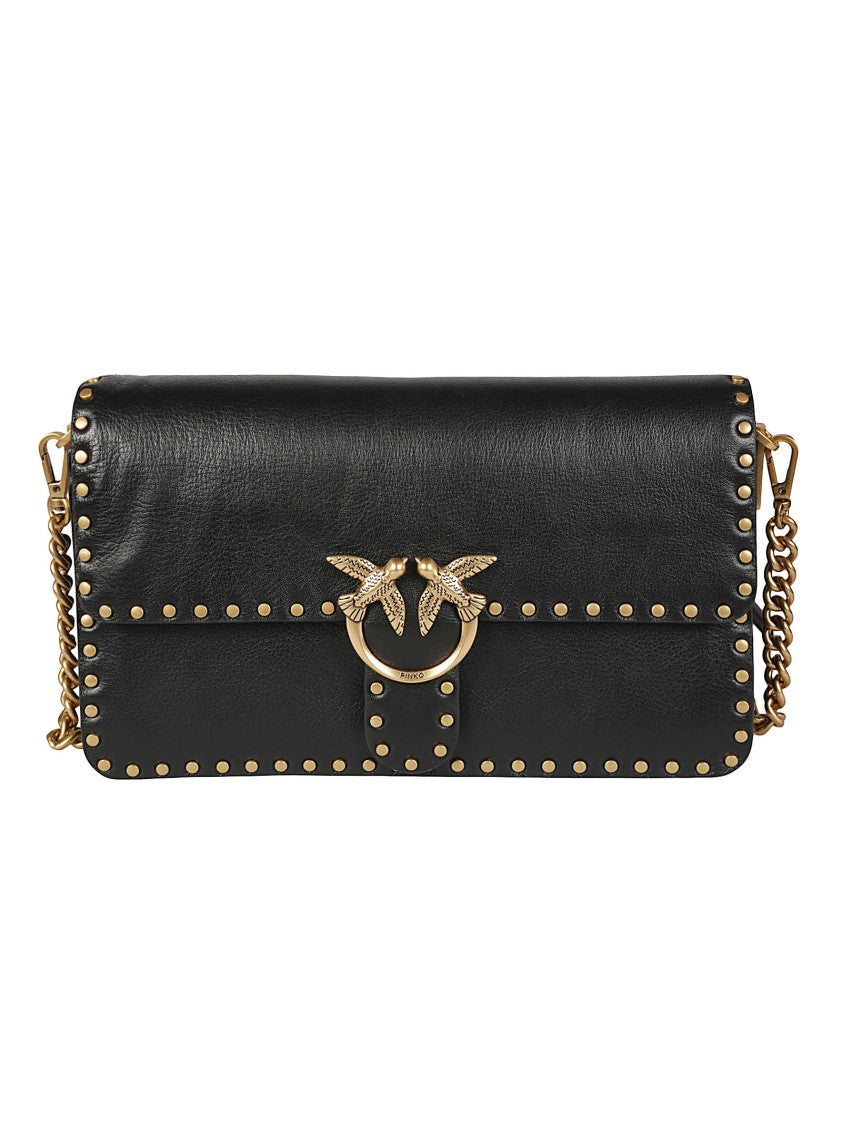 Pinko Love One Slouchy Sleek Calfskin Shoulder Bag