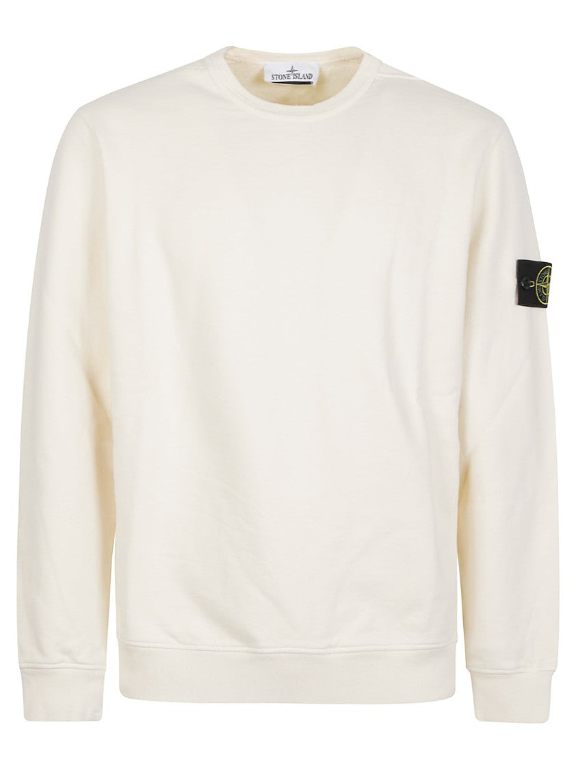 Stone Island Minimalist Cream Cotton Sweatshirt