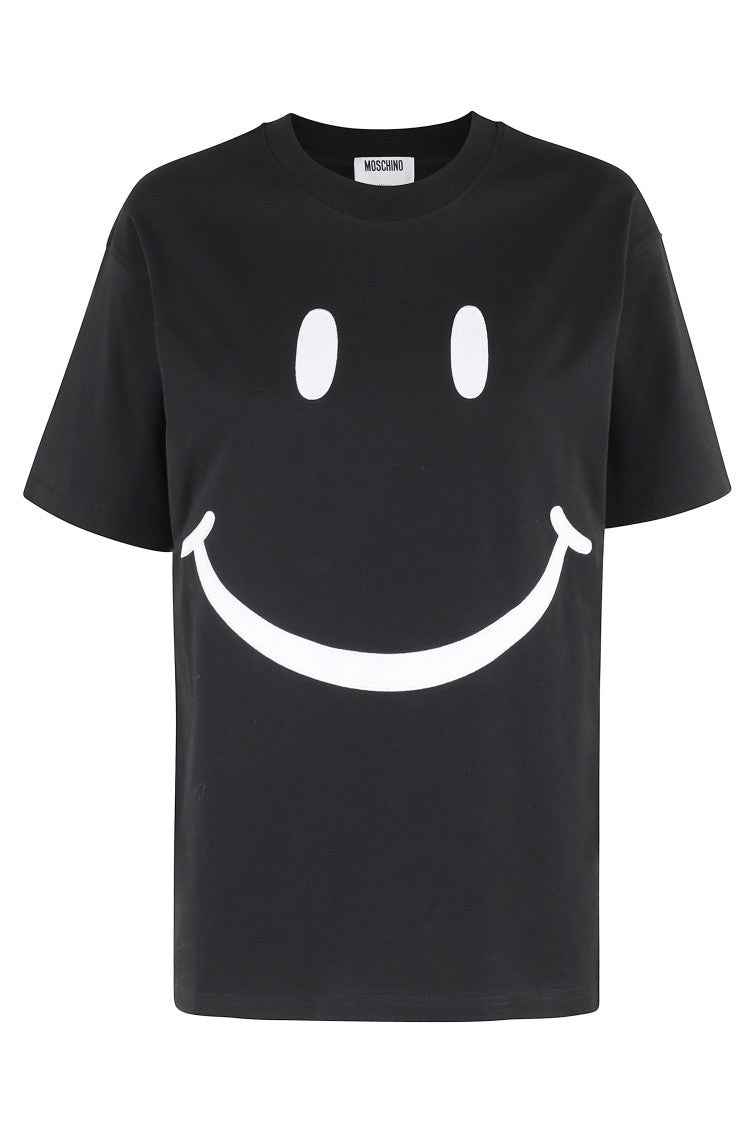 Moschino Oversized Black T-Shirt With Smiley® Collaboration