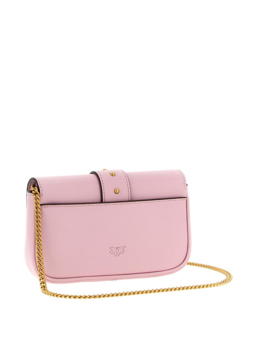 Pinko Pink Studded Flap Buckle Shoulder Bag