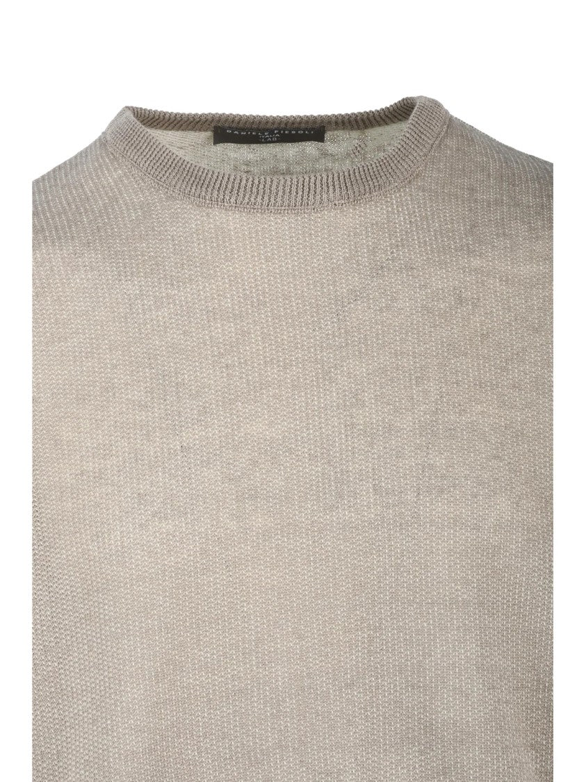 Daniele Fiesoli Beige Fine-Knit Linen-Blend Pullover