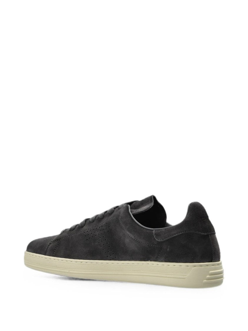 Tom Ford Black Suede Low-Top Contrasting Sneakers