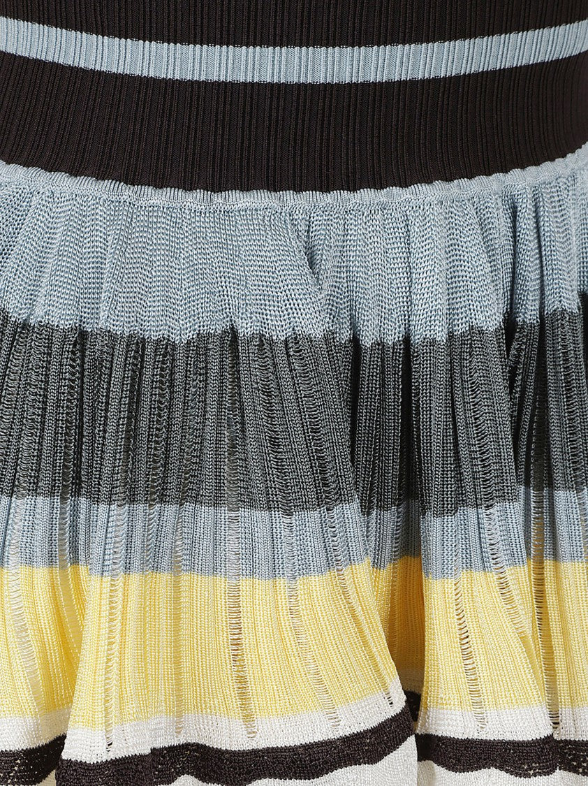 Alaïa Crinoline Knit Mini Dress With Wide Scoop Neckline And Flared Skirt