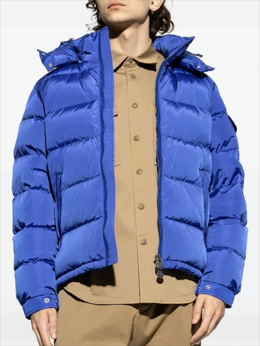 Moncler Quilted Blue Down Jacket With Finish
