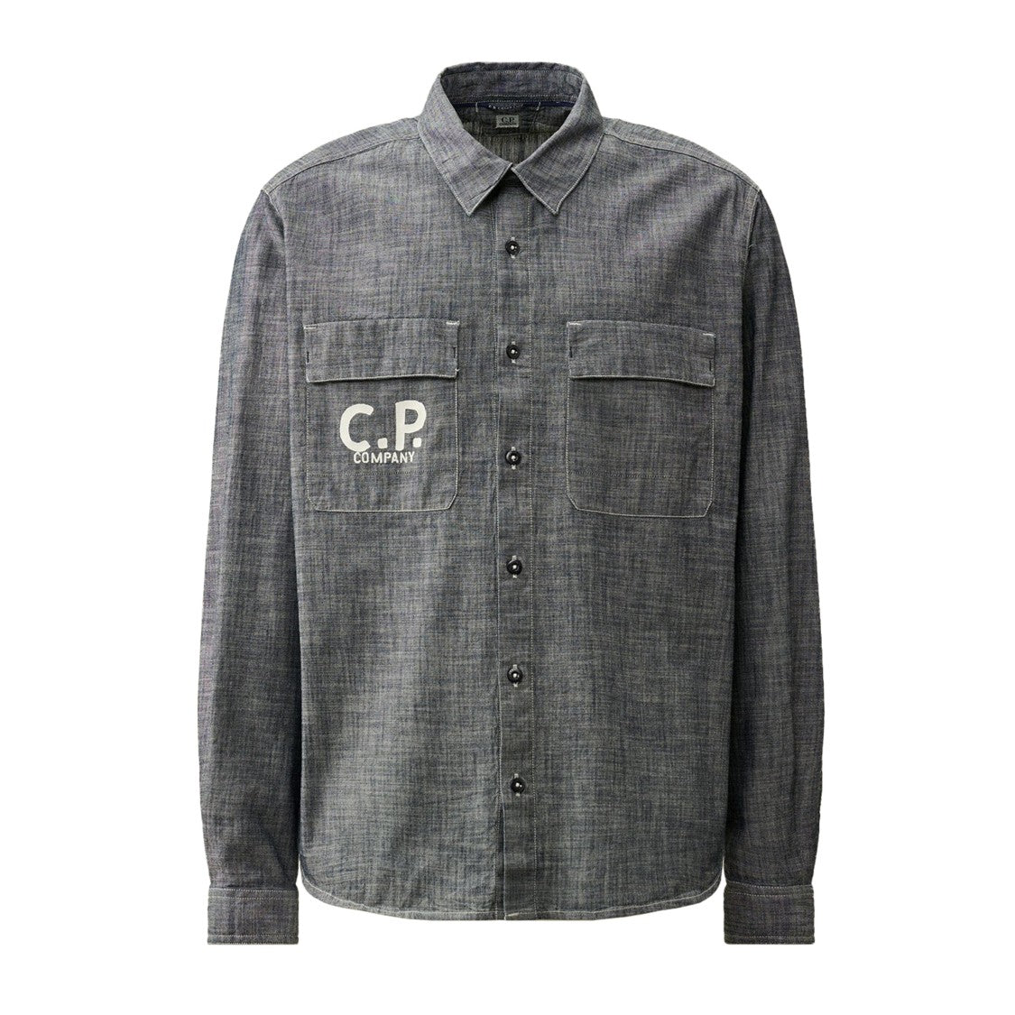 C.P. Company Textured Dark Grey Button-Down Long-Sleeve Shirt