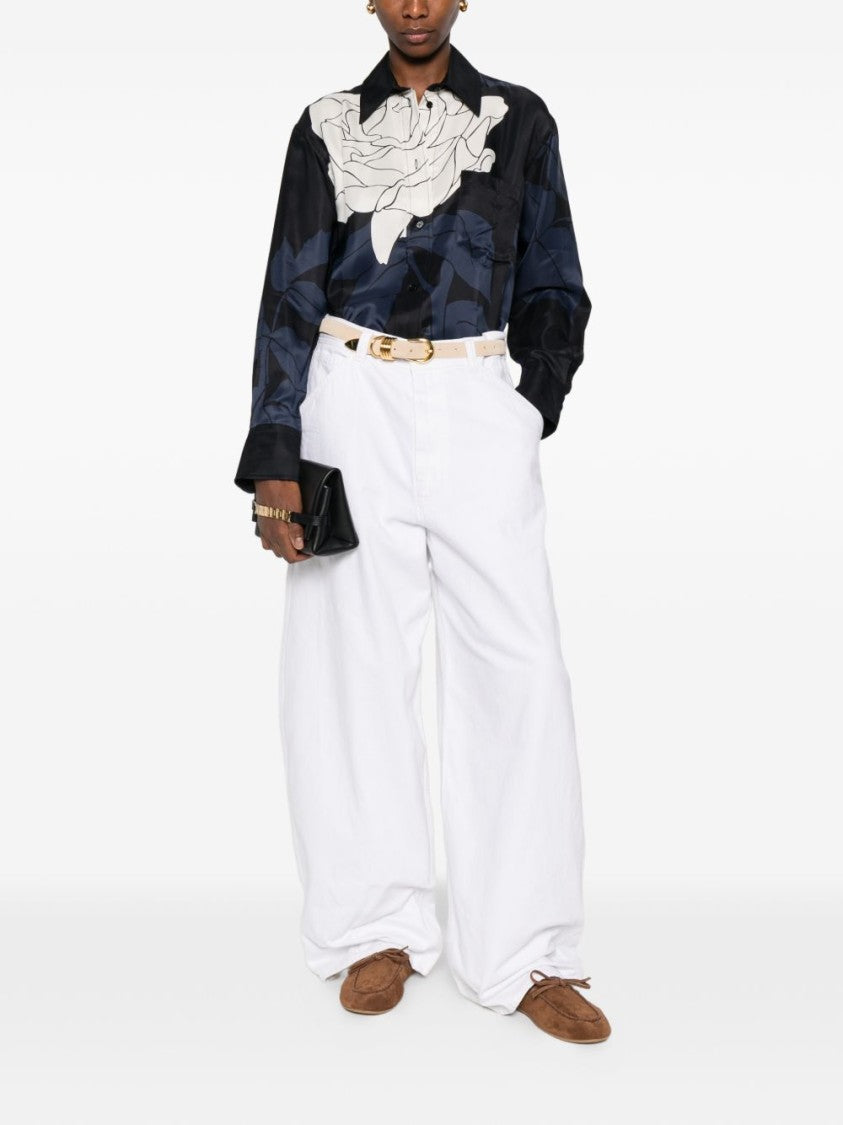 Victoria Beckham Oversized Twill Shirt With Floral Pattern