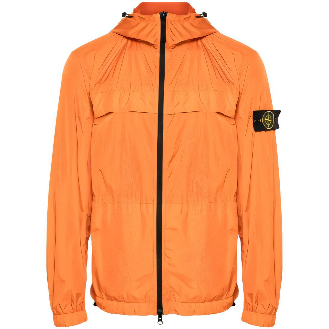 Stone Island Crinkled Texture Zip-Up Jacket With Hood