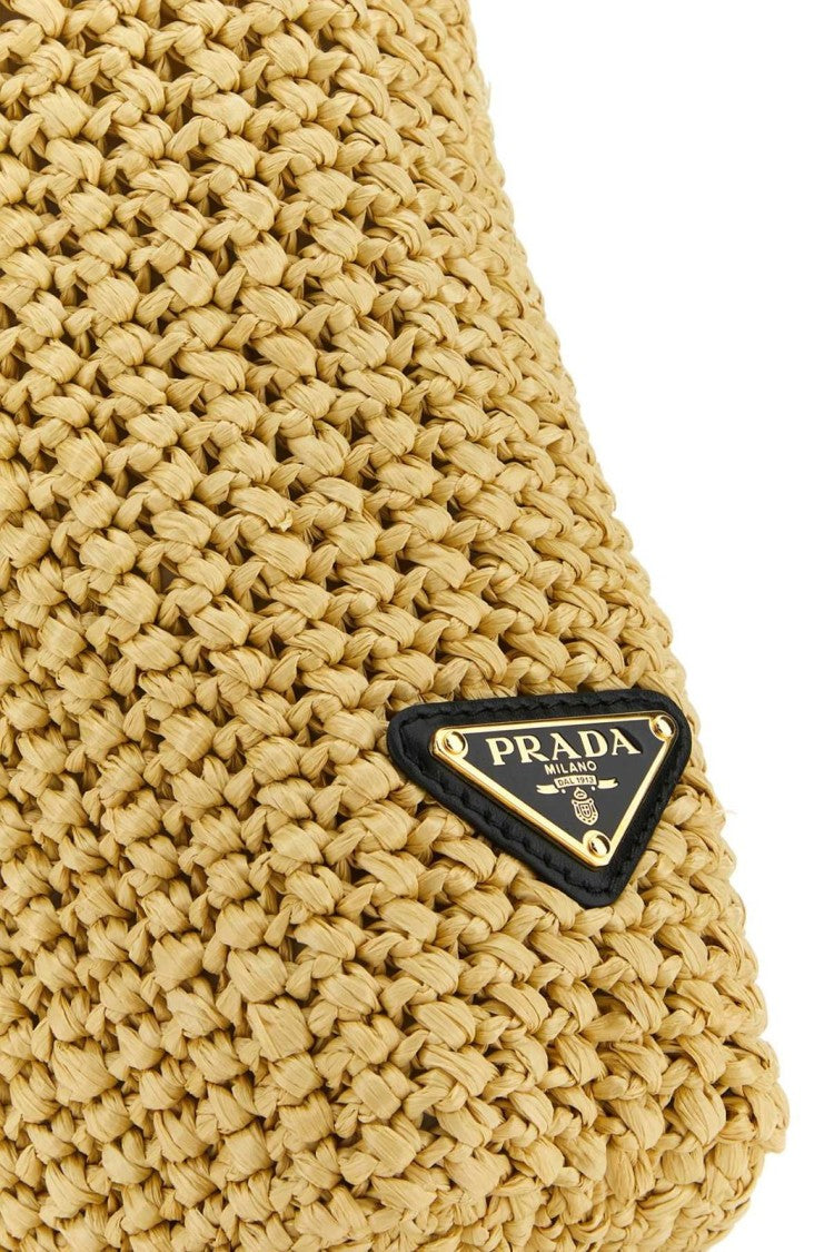 Prada Textured Viscose Rayon Tote Bag With Embroidered Detailing