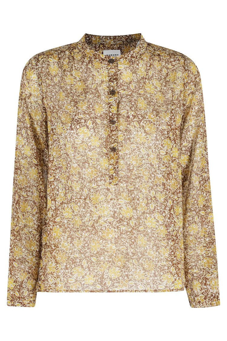 Isabel Marant Étoile Khaki Maria Gb Floral Printed Button-Down Cotton Blouse