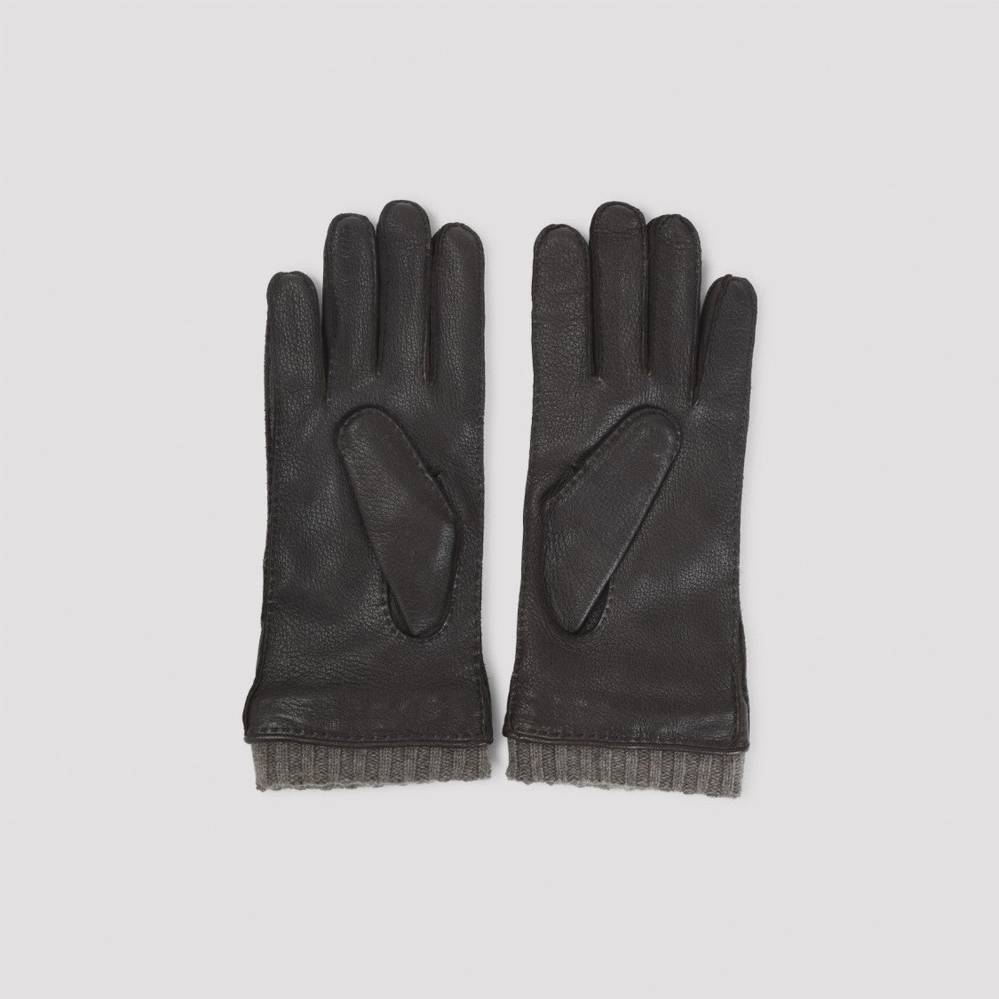 Canali Textured Black Deer Leather Gloves