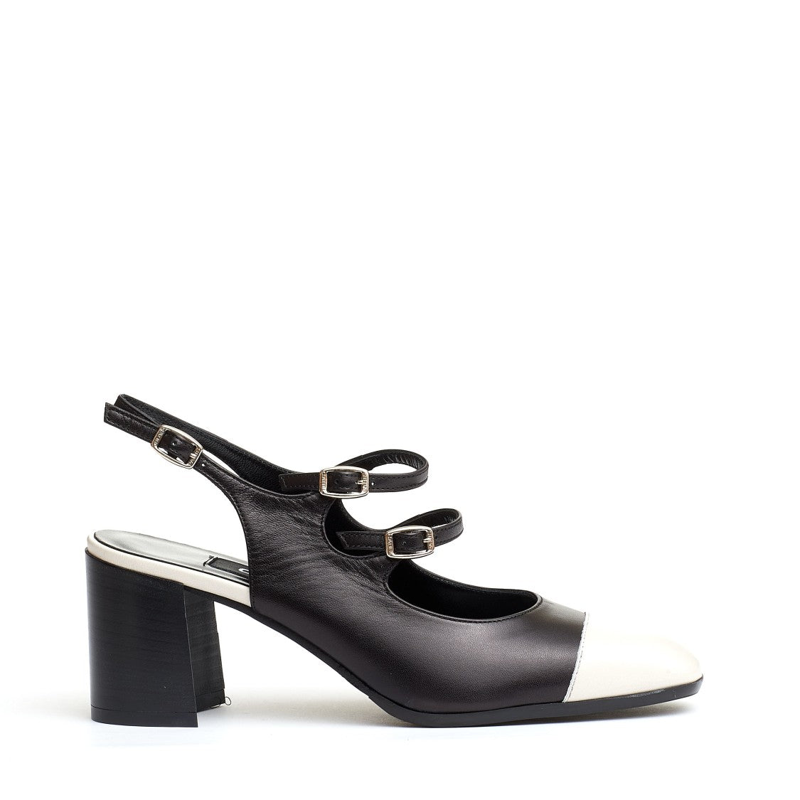 Carel Paris Slingback Straps Black And Cream Heel 80 Mm