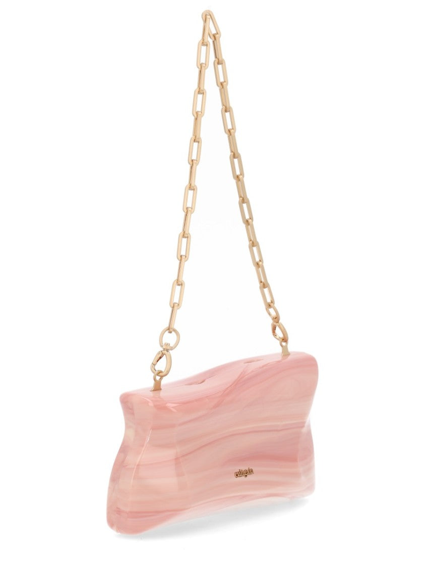 Cult Gaia Malaya Wavy Marbled Acrylic Clutch