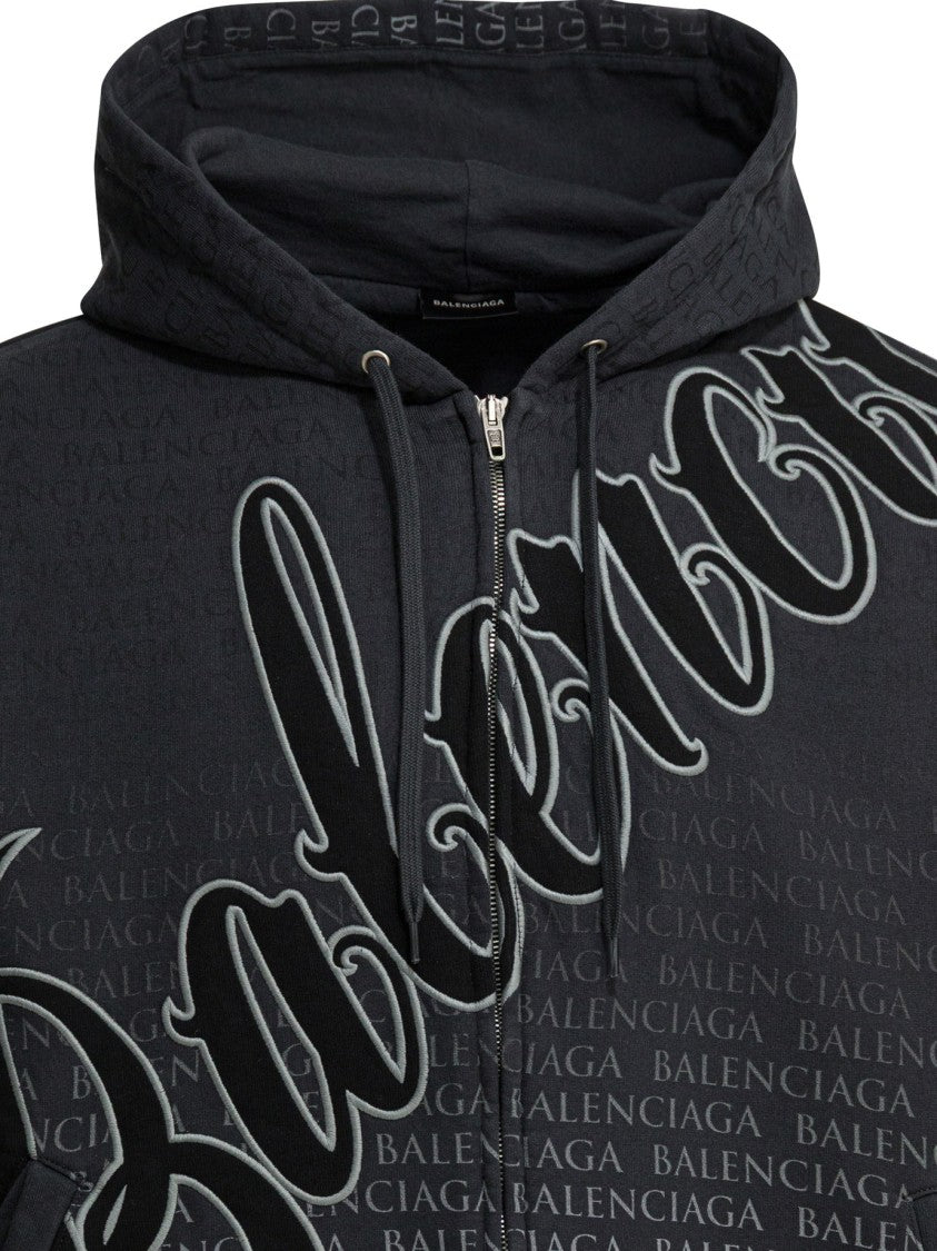 Balenciaga Oversized Zip-Up Hoodie With Unique Big B Graphic