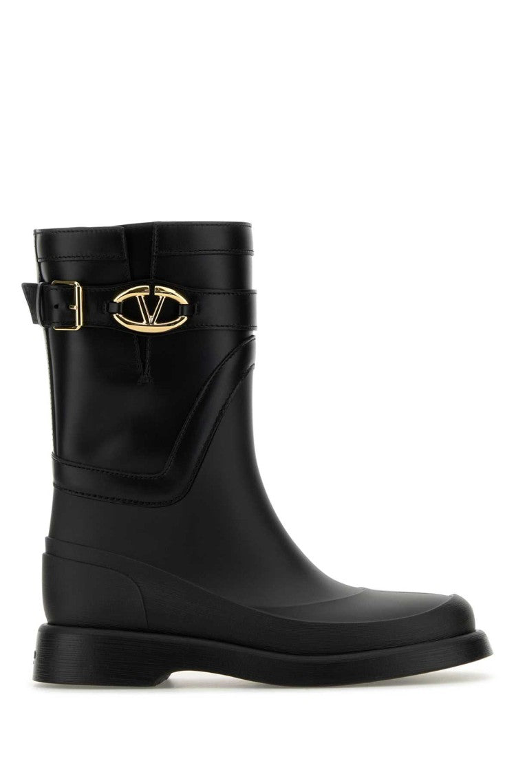 Valentino Garavani Black Rubber And Leather Boots