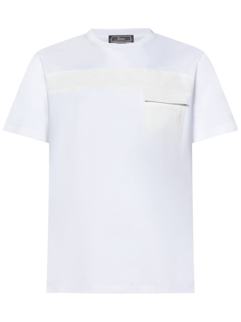 Herno Crewneck T-Shirt With Ultra-Light Nylon Accents