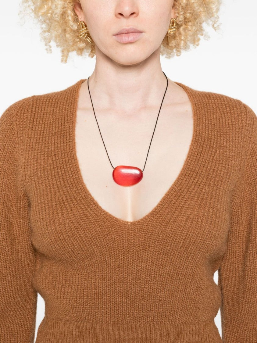 Twin-Set Cropped Sweater With Deep V-Neckline And Ribbed Texture