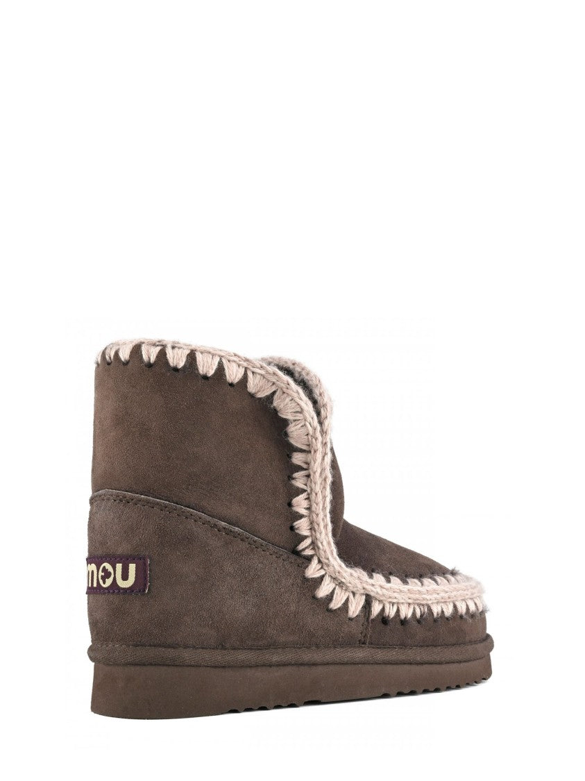 Mou Cream Whipstitch Double-Faced Sheepskin Ankle Boots