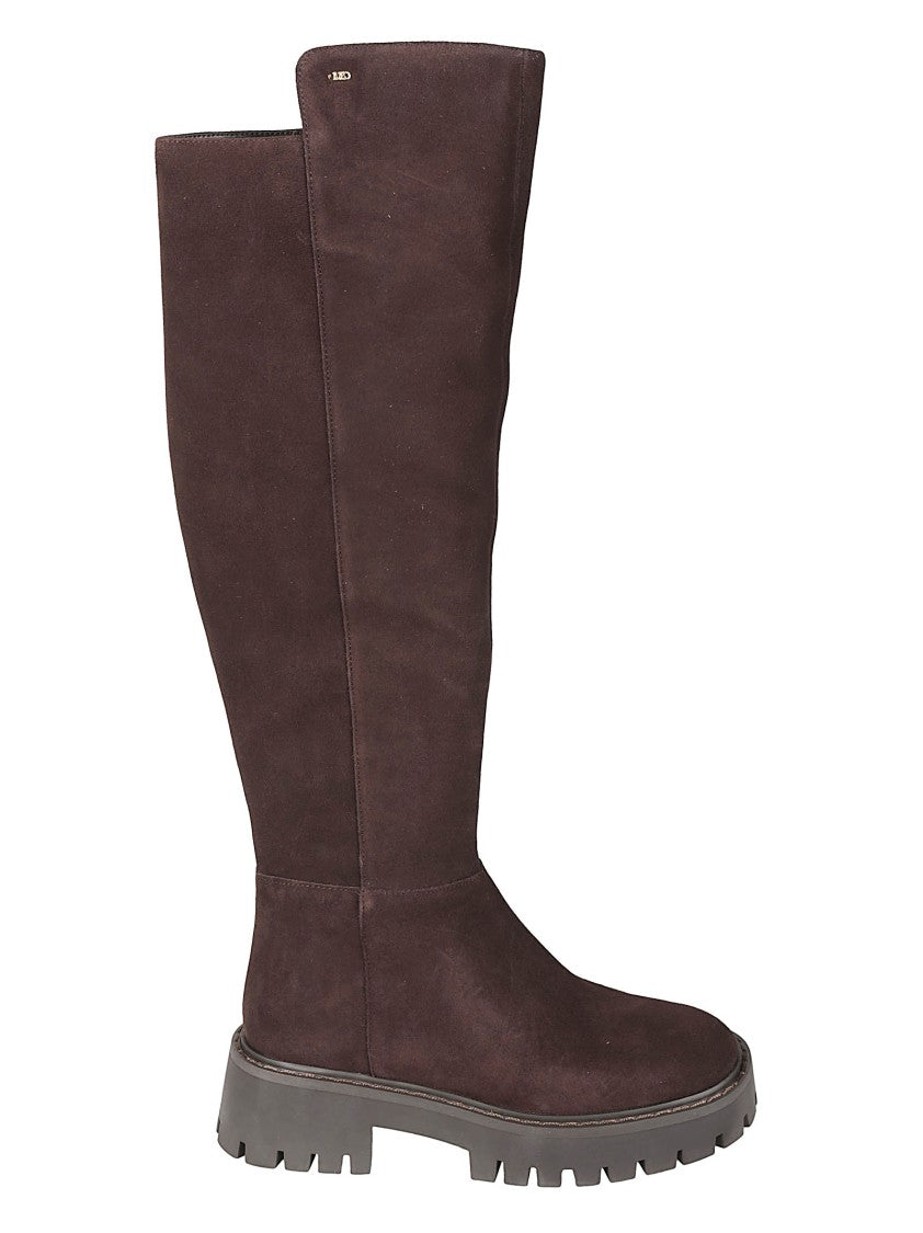 Michael Kors Asher Tall Brown Lug Sole Leather Boots