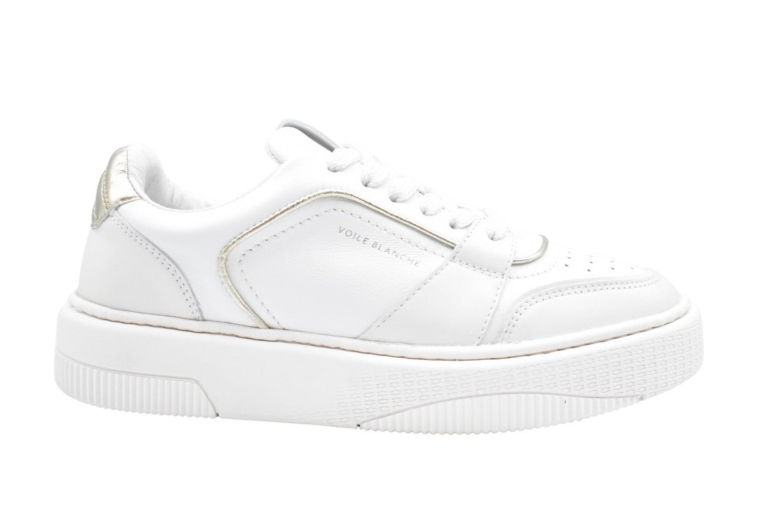 Voile Blanche Platinum White Sneakers With Metallic Accent