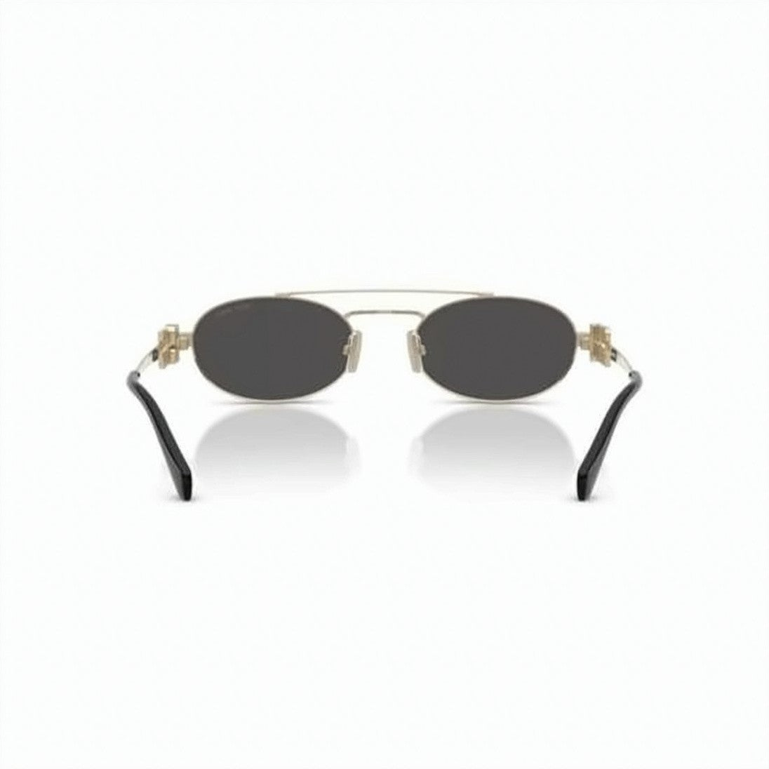 Miu Miu Oval Gold Metal Frame Sunglasses With Geometric Temples