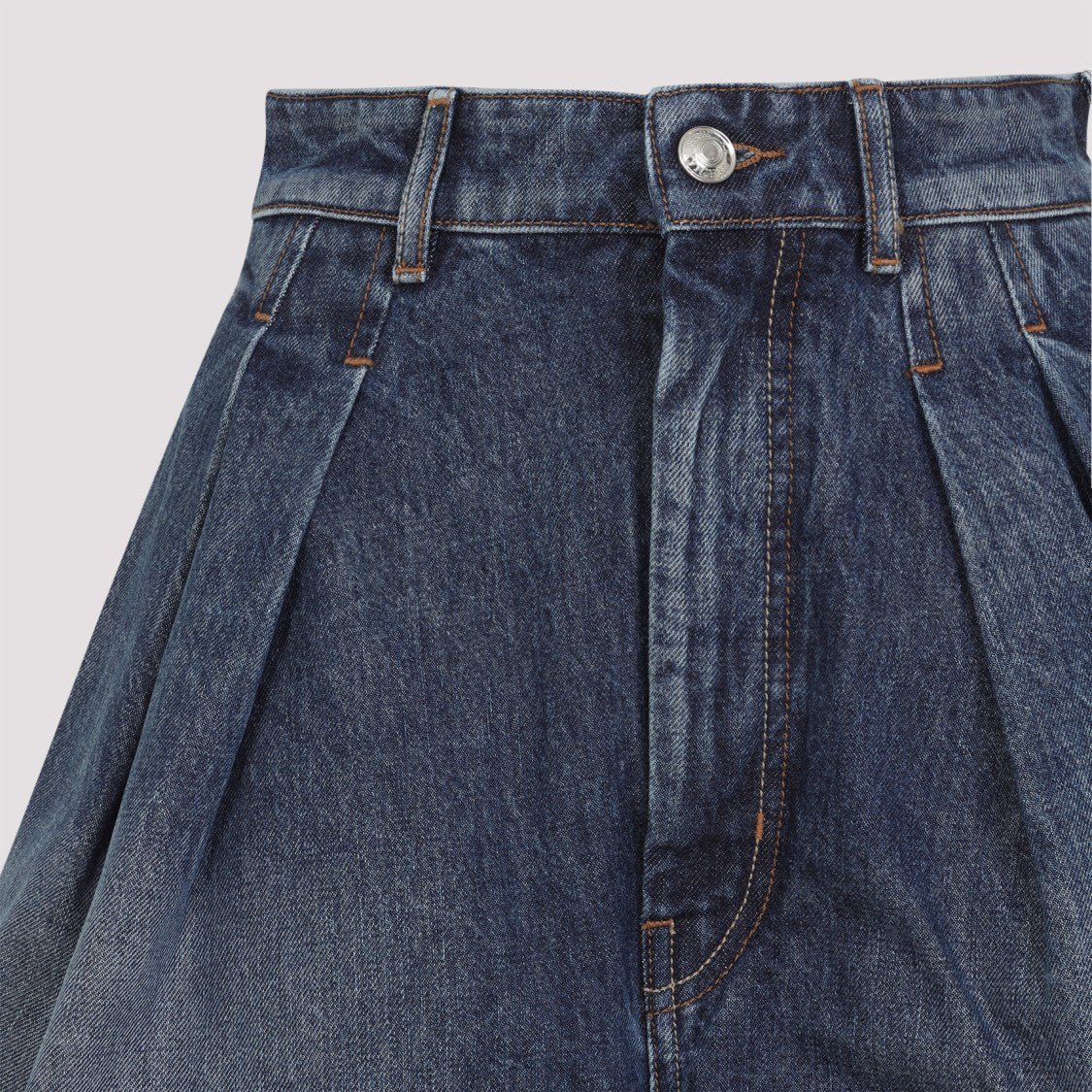 Sportmax High-Waisted Denim Shorts With Pleated Front Design