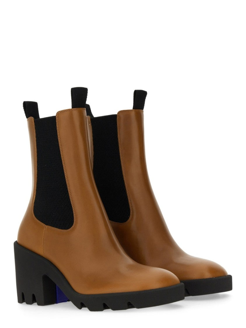 Burberry Leather Boots With High Block Heel
