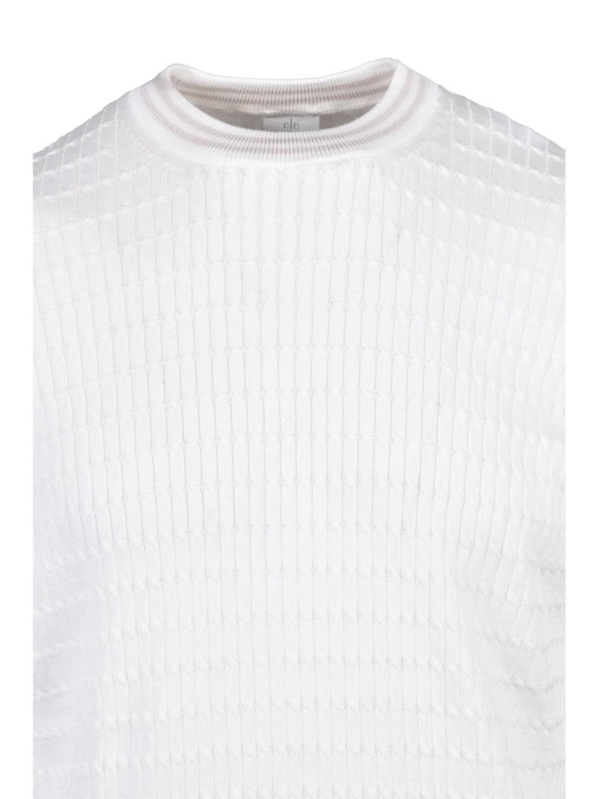 Eleventy White Cotton Crew Neck Underlayer
