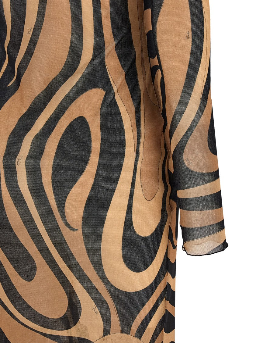 Emilio Pucci Marmo' Print Tulle Dress
