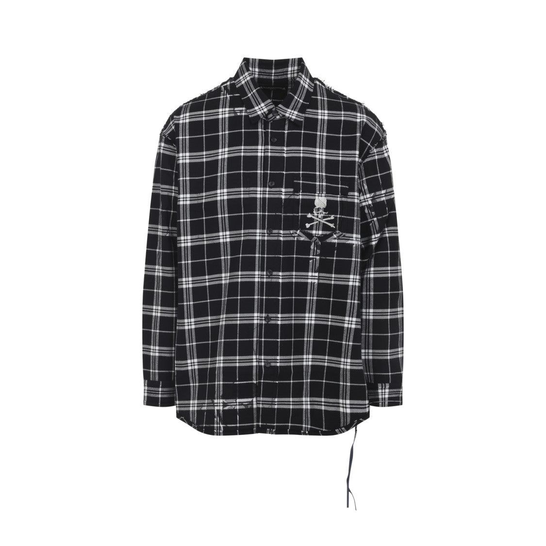 Mastermind Checkered Cotton Shirt With Skull Embroidery And Drawstring Hem