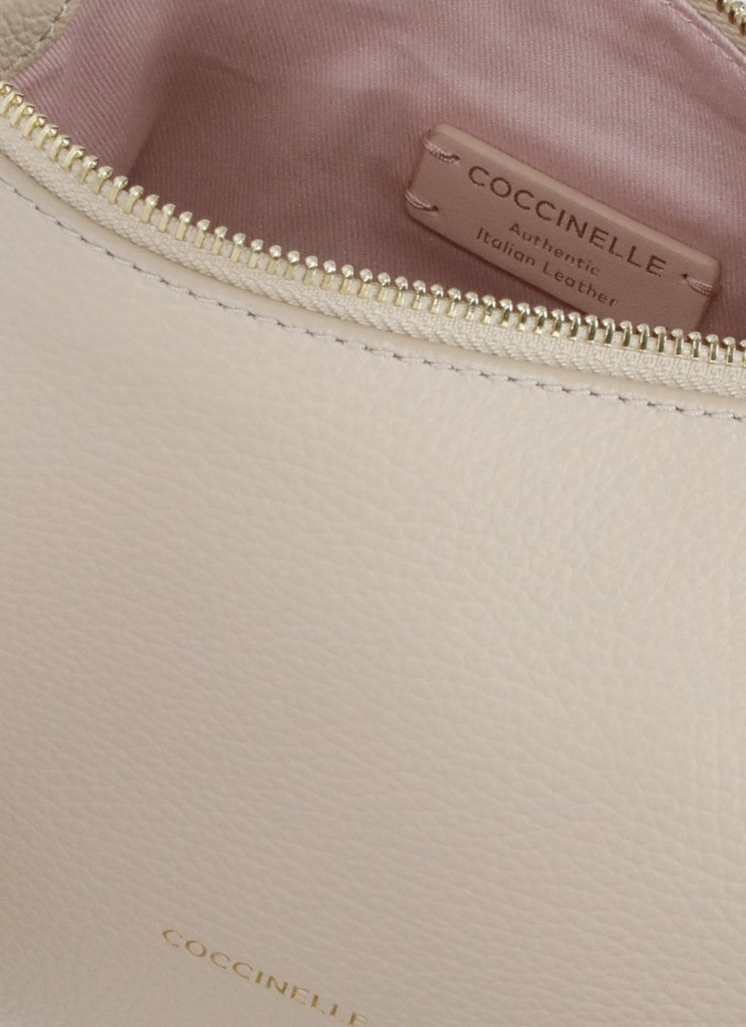 Coccinelle Mini Shoulder Bag In Pebbled Leather With Gold Accents