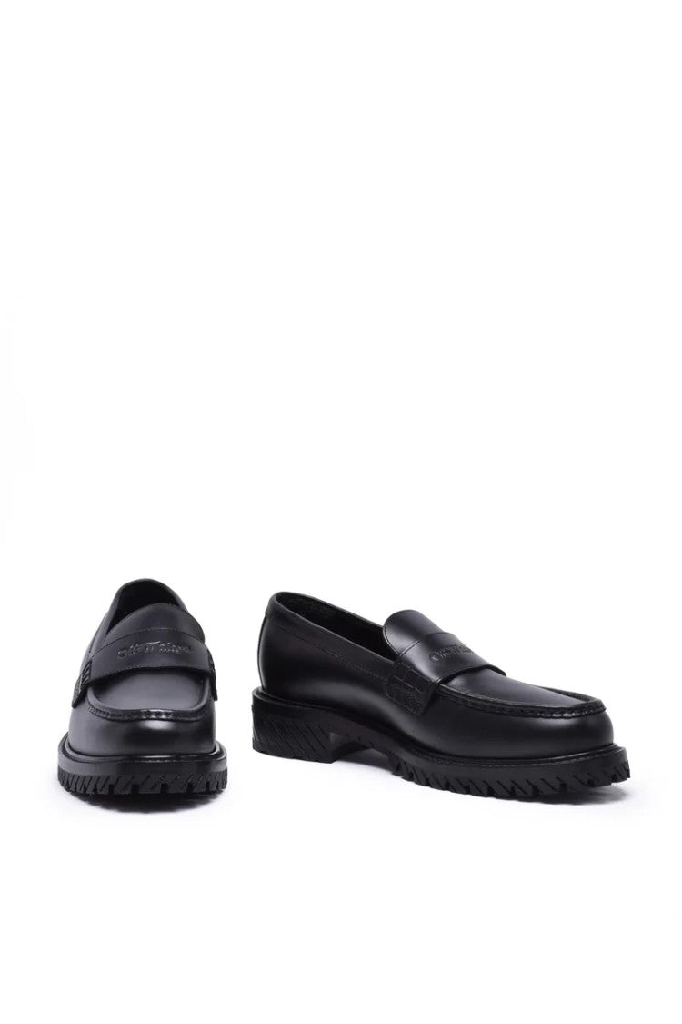 Off-White Black Penny Strap Leather Loafers