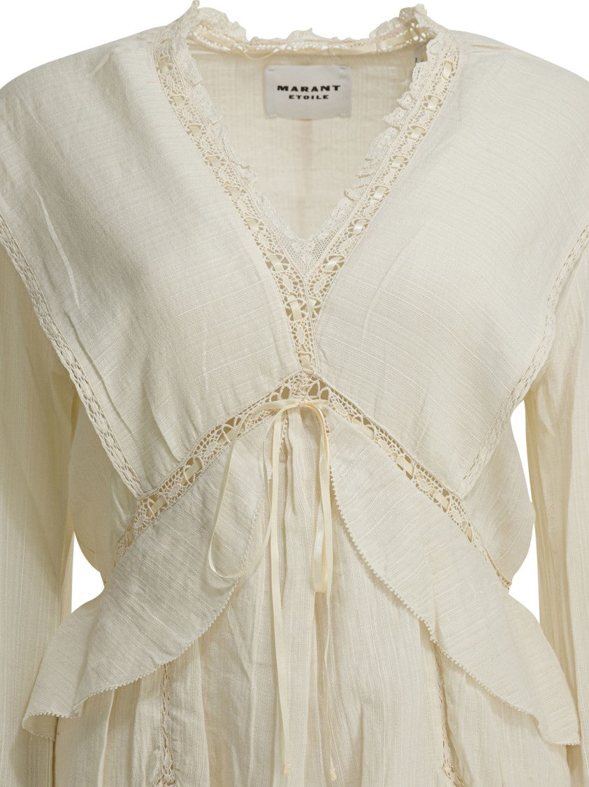 Isabel Marant Étoile Romantic Light Fabric Dress With Lace Trim