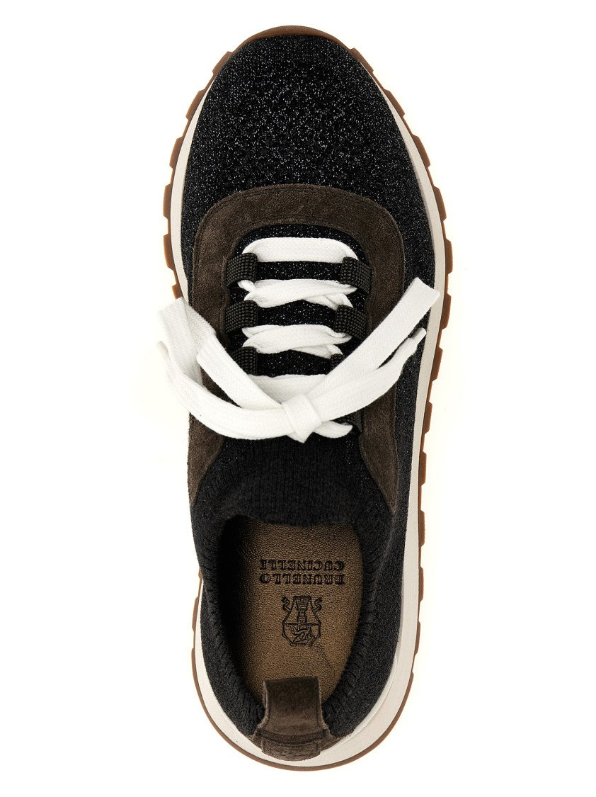 Brunello Cucinelli Lurex Sneakers With Suede Accents And Rubber Sole
