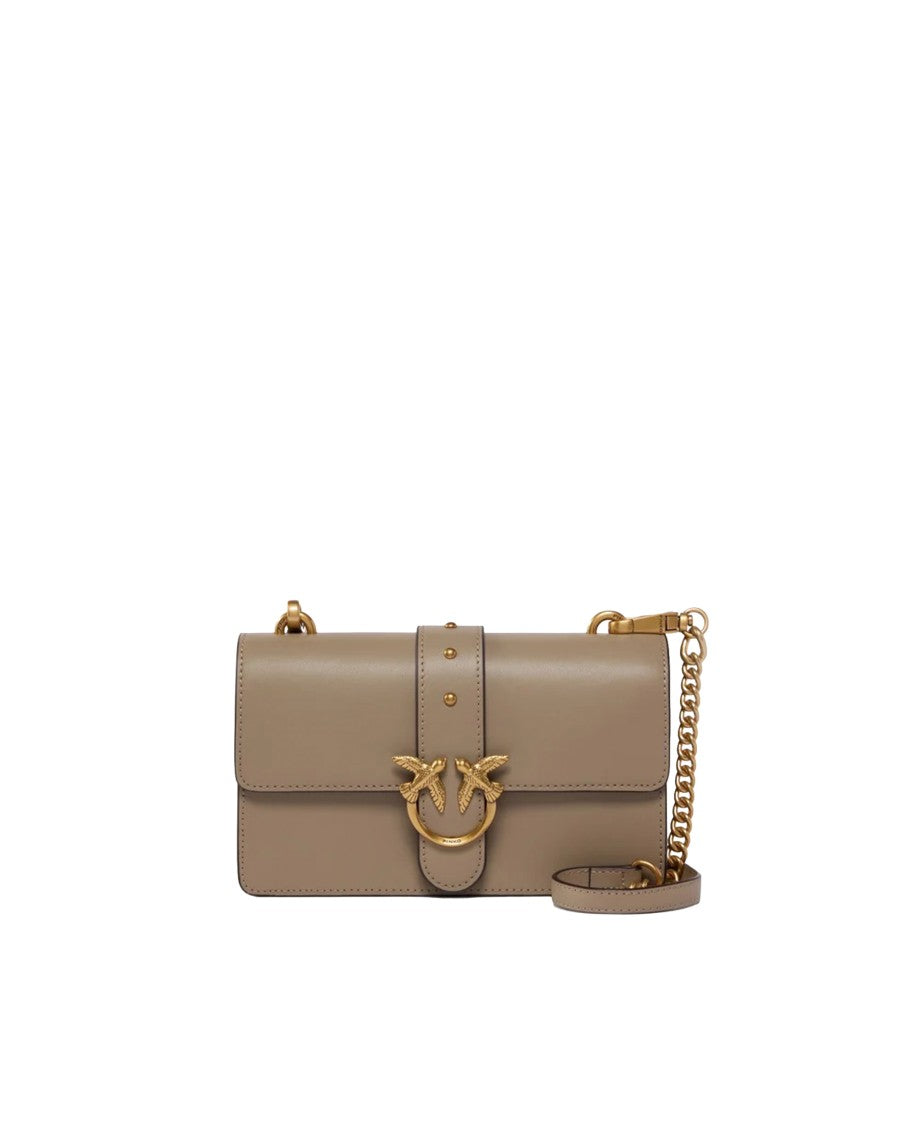 Pinko Grey Mini Love Bag One Leather Shoulder Bag
